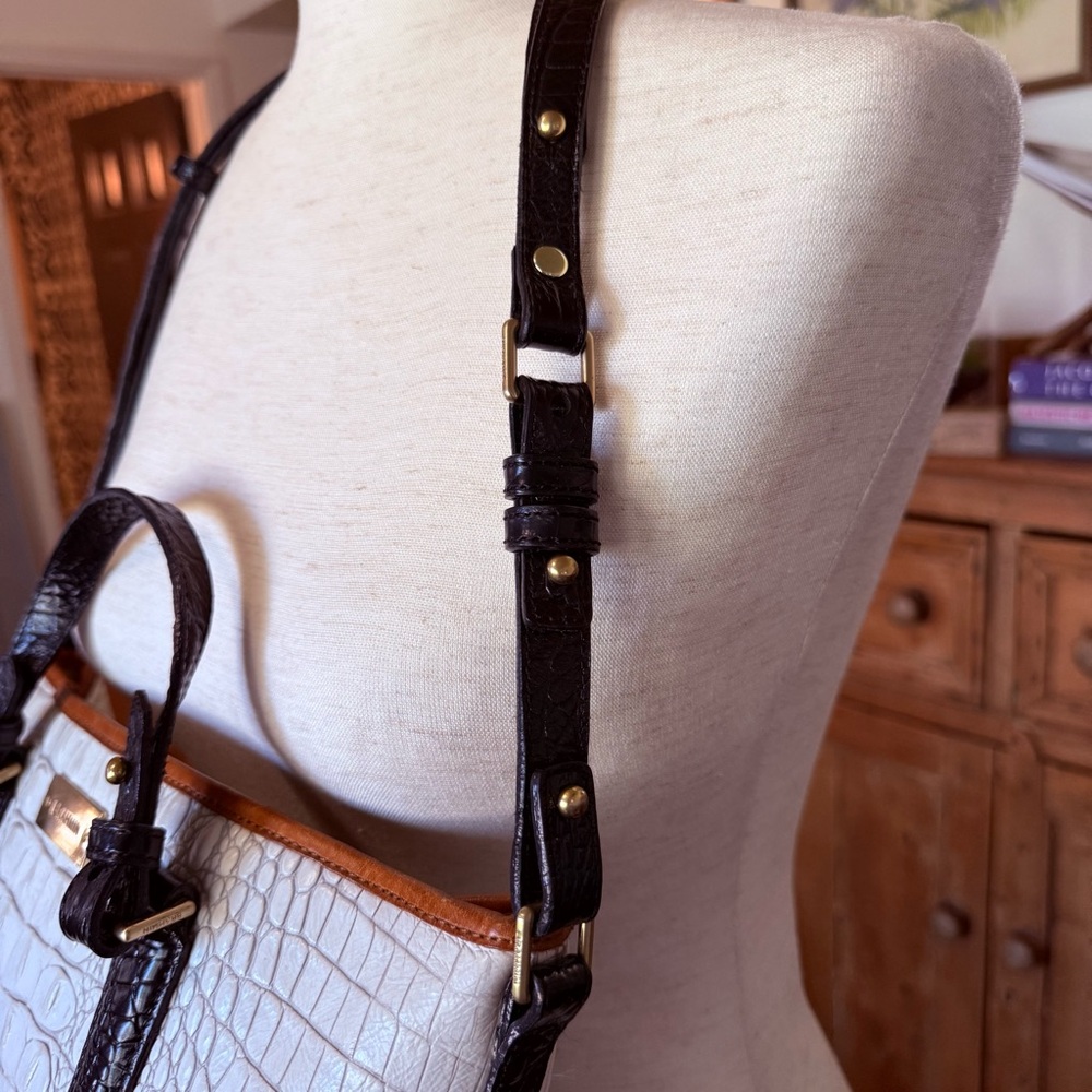 Brahmin Mini Asher Sugar Tri Leather Croc Embossed Bag - Picture 3 of 14